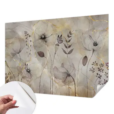 Papel de parede autocolante para sala com padrão de flores delicadas