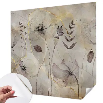 Papel de parede autocolante para sala com padrão de flores delicadas