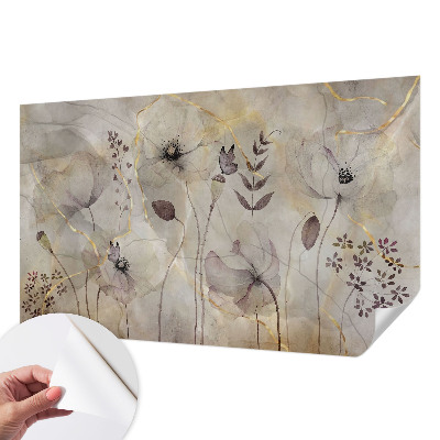 Papel de parede autocolante para sala Flores delicadas