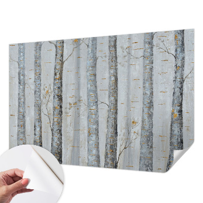 Papel de parede autocolante para quarto com padrão de bétulas
