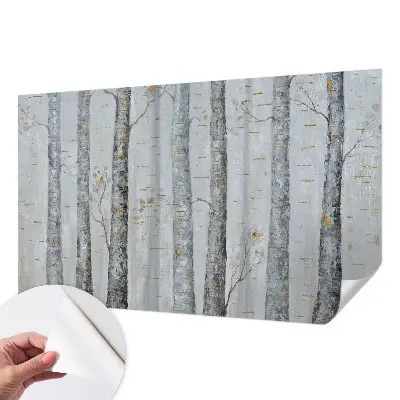 Papel de parede autocolante para quarto com padrão de bétulas