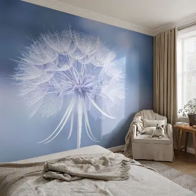 Papel de parede 3D com padrão azul delicado