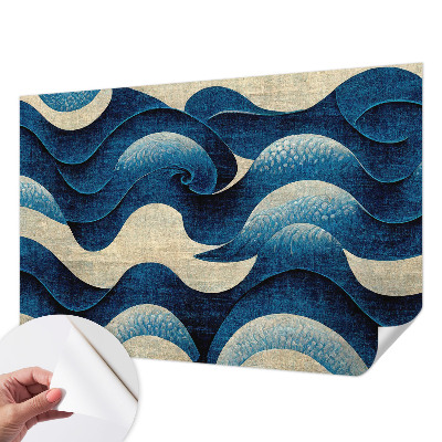 Papel de parede infantil com padrão de ondas azuis