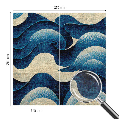 Papel de parede infantil com padrão de ondas azuis