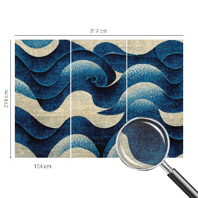 Papel de parede infantil com padrão de ondas azuis