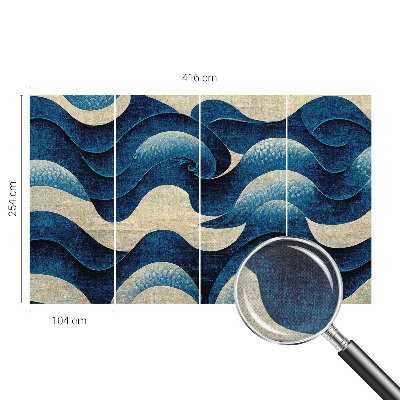 Papel de parede infantil com padrão de ondas azuis