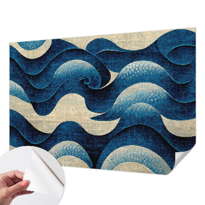 Papel de parede infantil com padrão de ondas azuis