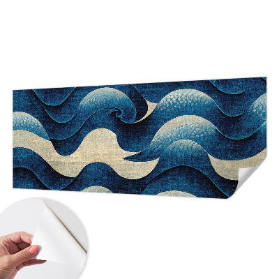 Papel de parede infantil com padrão de ondas azuis