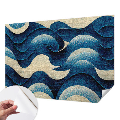 Papel de parede infantil com padrão de ondas azuis
