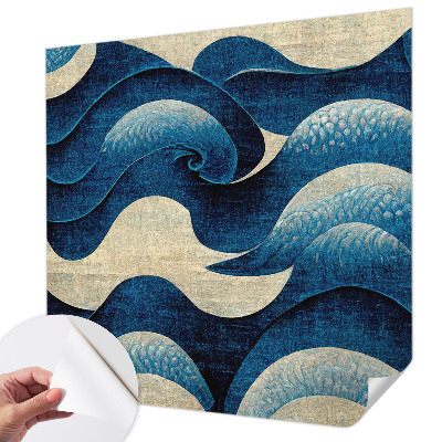 Papel de parede infantil com padrão de ondas azuis