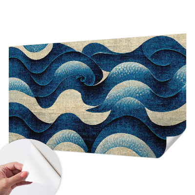 Papel de parede infantil com padrão de ondas azuis