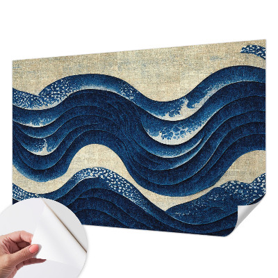 Papel de parede autocolante para sala com estampa de formas oceânicas