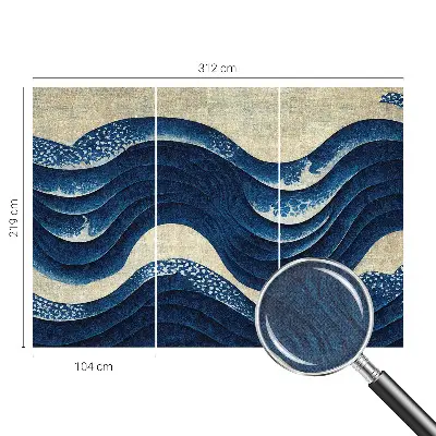 Papel de parede autocolante para sala com estampa de formas oceânicas