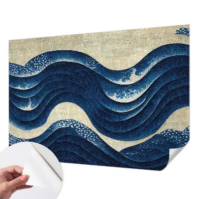 Papel de parede autocolante para sala com estampa de formas oceânicas