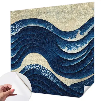 Papel de parede autocolante para sala com estampa de formas oceânicas