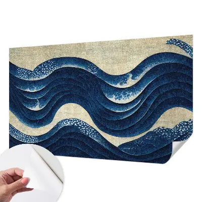 Papel de parede autocolante para sala com estampa de formas oceânicas