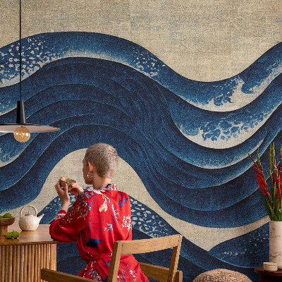 Papel de parede autocolante para sala Formas oceânicas