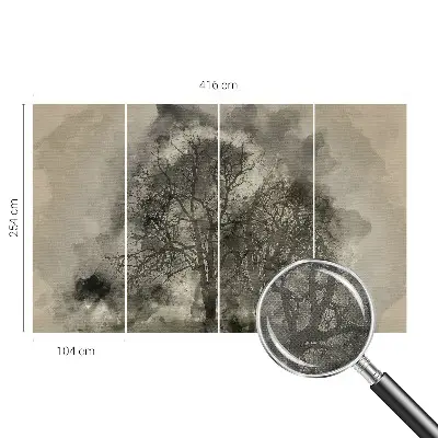 Papel de parede autocolante para quarto com padrão de árvores misteriosas