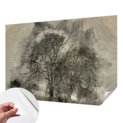 Papel de parede autocolante para quarto com padrão de árvores misteriosas