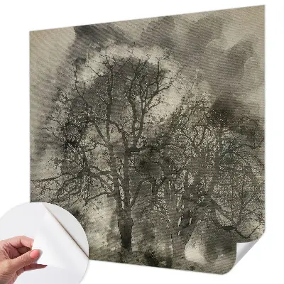 Papel de parede autocolante para quarto com padrão de árvores misteriosas
