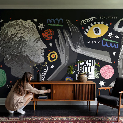 Papel de parede autocolante com padrão colorido para decoração de paredes