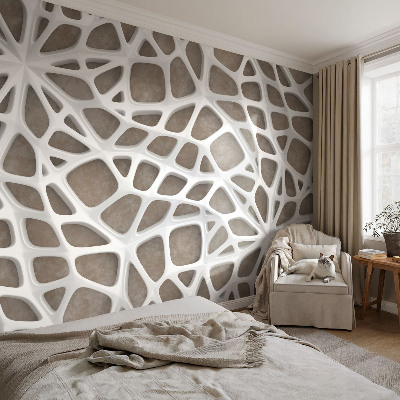 Papel de parede 3D com padrão de rede de renda