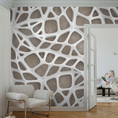 Papel de parede 3D com padrão de rede de renda