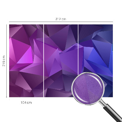 Autocolante de parede fotográfico com padrão de triângulos roxos