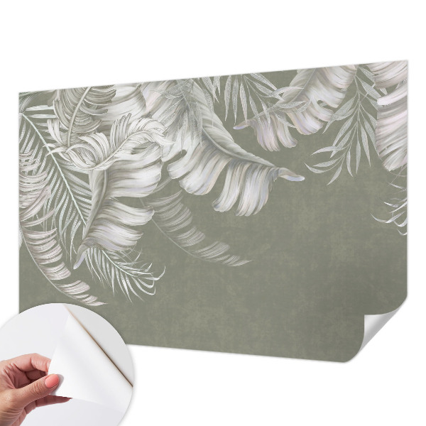 Papel de parede para criança com estampa de folhas delicadas