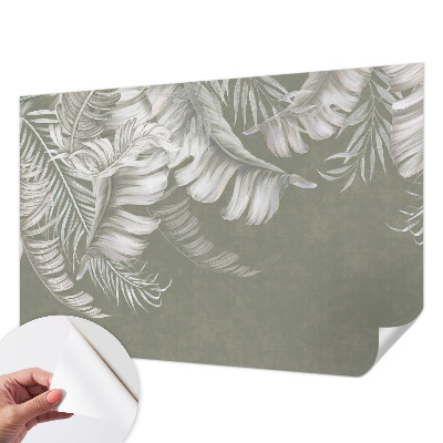 Papel de parede para criança com estampa de folhas delicadas