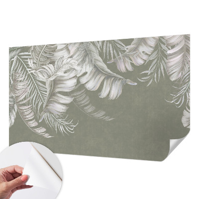 Papel de parede para criança com estampa de folhas delicadas