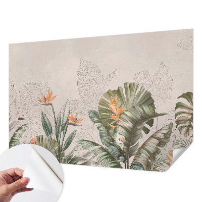 Papel de parede autocolante para quarto com estampa de flores tropicais