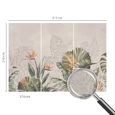 Papel de parede autocolante para quarto Flores tropicais