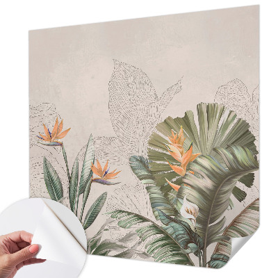 Papel de parede autocolante para quarto Flores tropicais