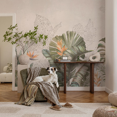 Papel de parede autocolante para quarto Flores tropicais