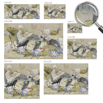 Autocolante de parede fotográfico com motivo de pássaros e lírios
