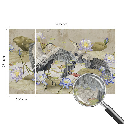 Autocolante de parede fotográfico Pássaros e Lírios