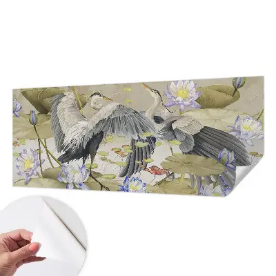 Autocolante de parede fotográfico com motivo de pássaros e lírios