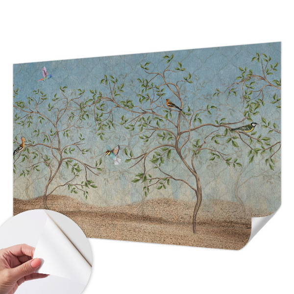 Papel de parede infantil Pássaros nas árvores