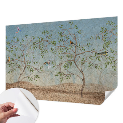 Papel de parede infantil Pássaros nas árvores