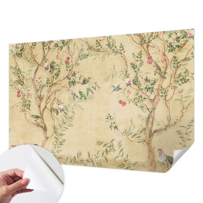 Papel de parede autocolante para quarto com detalhes florais