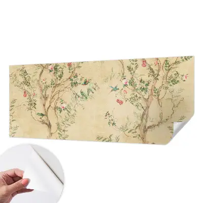 Papel de parede autocolante para quarto com detalhes florais