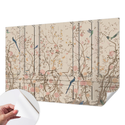 Papel de parede 3D Pássaros e flores