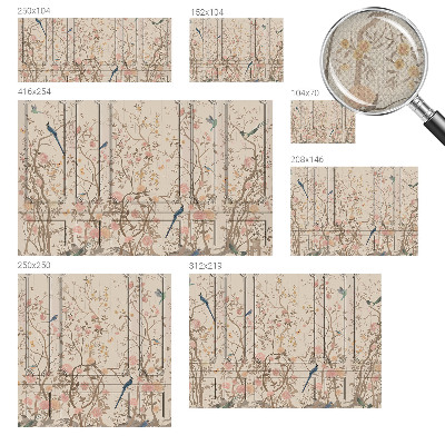Papel de parede 3D Pássaros e flores