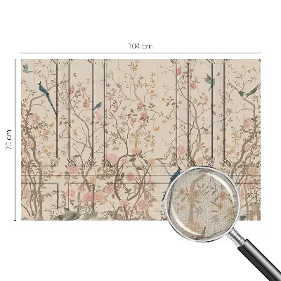 Papel de parede 3D com padrão de pássaros e flores
