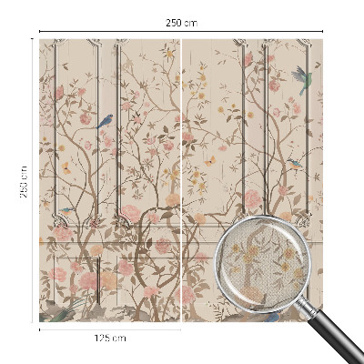 Papel de parede 3D Pássaros e flores