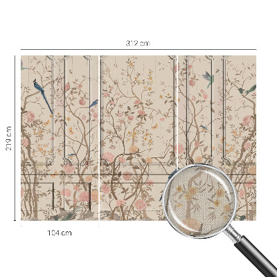 Papel de parede 3D Pássaros e flores