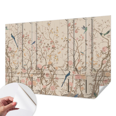 Papel de parede 3D Pássaros e flores
