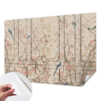 Papel de parede 3D Pássaros e flores