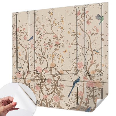 Papel de parede 3D Pássaros e flores